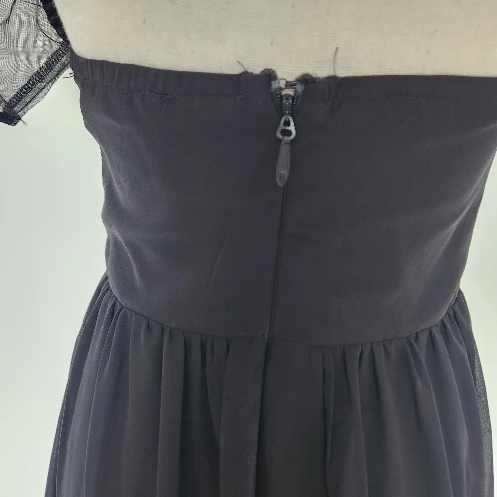 Soieblu Black Gown Dress Gold Floral Sequins Embroidery Whimsigoth Fairy Witchy - Picture 4 of 14